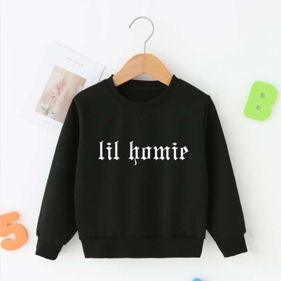 Black 'Lil Homie' Kids Sweatshirt - Picture 1 of 10
